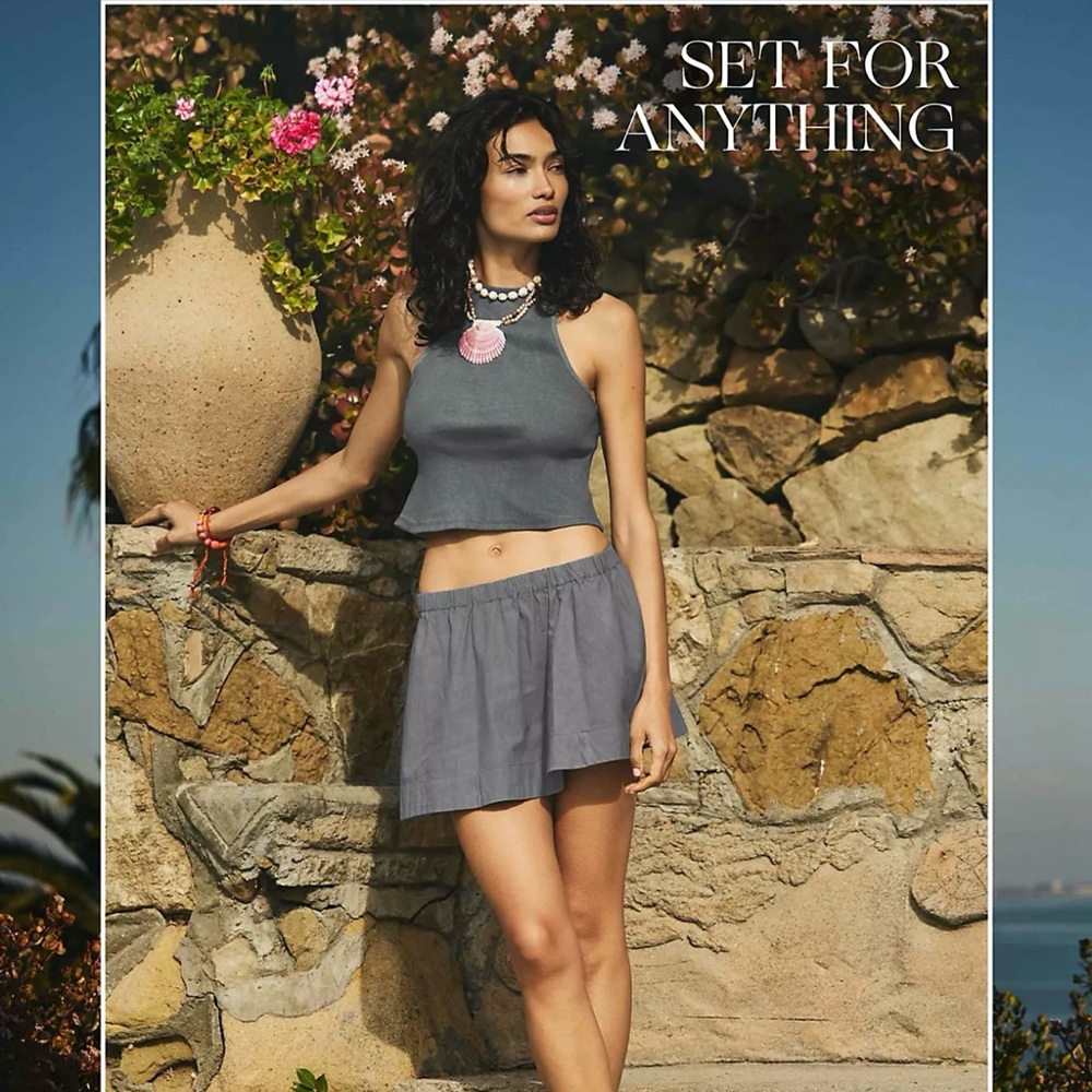 Free People Charcoal Skirt Set